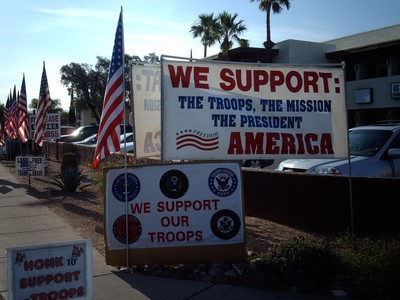 Troop support banners and signs
